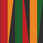 Striped background of red, yellow, green, and black, the colors associated with the celebration and observation of Black History Month.